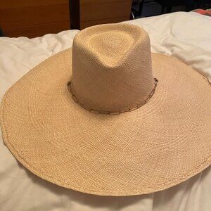 Van Palma Livy XL Straw Fedora With Link Chain